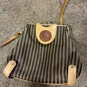 Fendi Black and Tan Striped Crossbody Bag